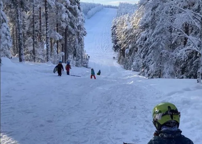 pulkabacke med snö