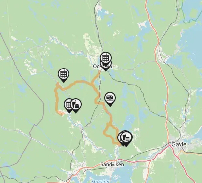 Karta över Bikingled Högbo och Medskogssjön