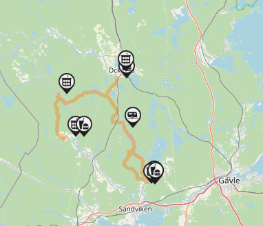 Karta över Bikingled Kungsberget och Jädraås