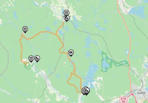 Karta över bikingled Medskogssjön och Brattfors