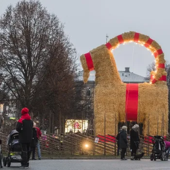 Gävlebockens invigning, bocken sedd från Södra Kungsgatan. Foto Daniel Bernstål.