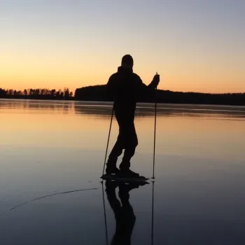 Skridskoåkare i skymning